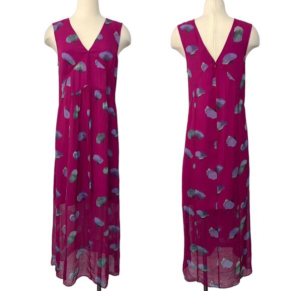 Coach Dresses & Skirts - COACH 1941 Sleeveless V-Neck Silk Floral Midi Dress in Magenta | Size: 4 NWT